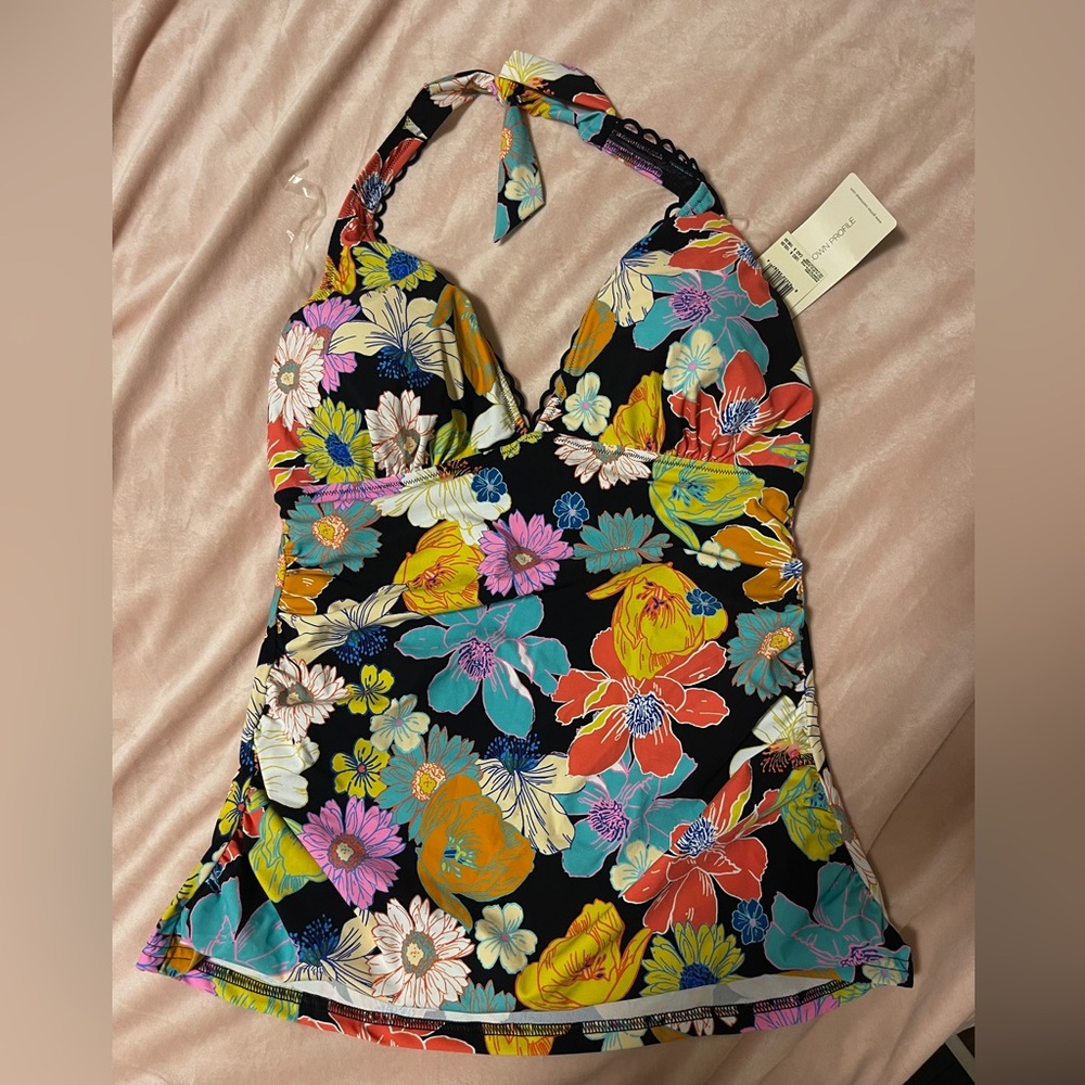 profile by gottex floral tankini top sz 14 NWT